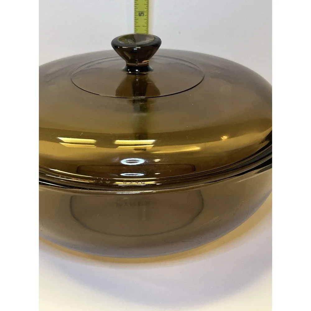Pyrex 024 2L‎ Vintage Translucent Brown Glass Round Bowl Casserole Dish Lid